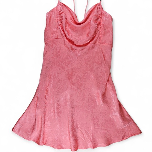 For Love Lemons Mini Dress Pink XL Floral Lace Up Corset Rhinestone Straps Flowy - Picture 9 of 14